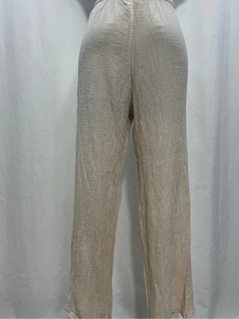 Zara Natural Beige Drawstring Wide-Leg Pants flowy casual lounge travel 1487